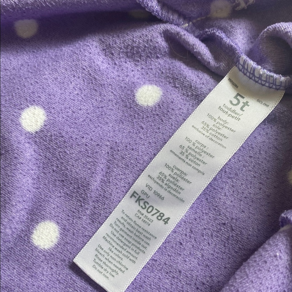 Carter’s Purple Polka Dot Toddler Girl’s Onesie Size 5T - Picture 8 of 10